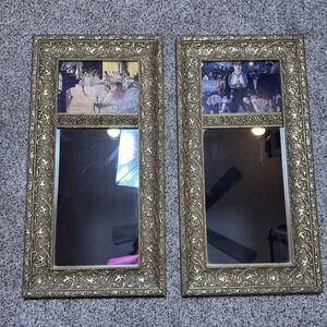 Set of 2 Vintage Cedar Creek Collection Trumeau Mirrors Degas & Manet Prints